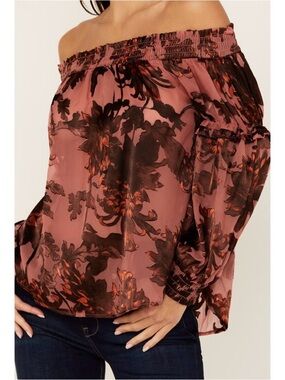 40. Shyanne Western Wear Burnout Satin Blouse